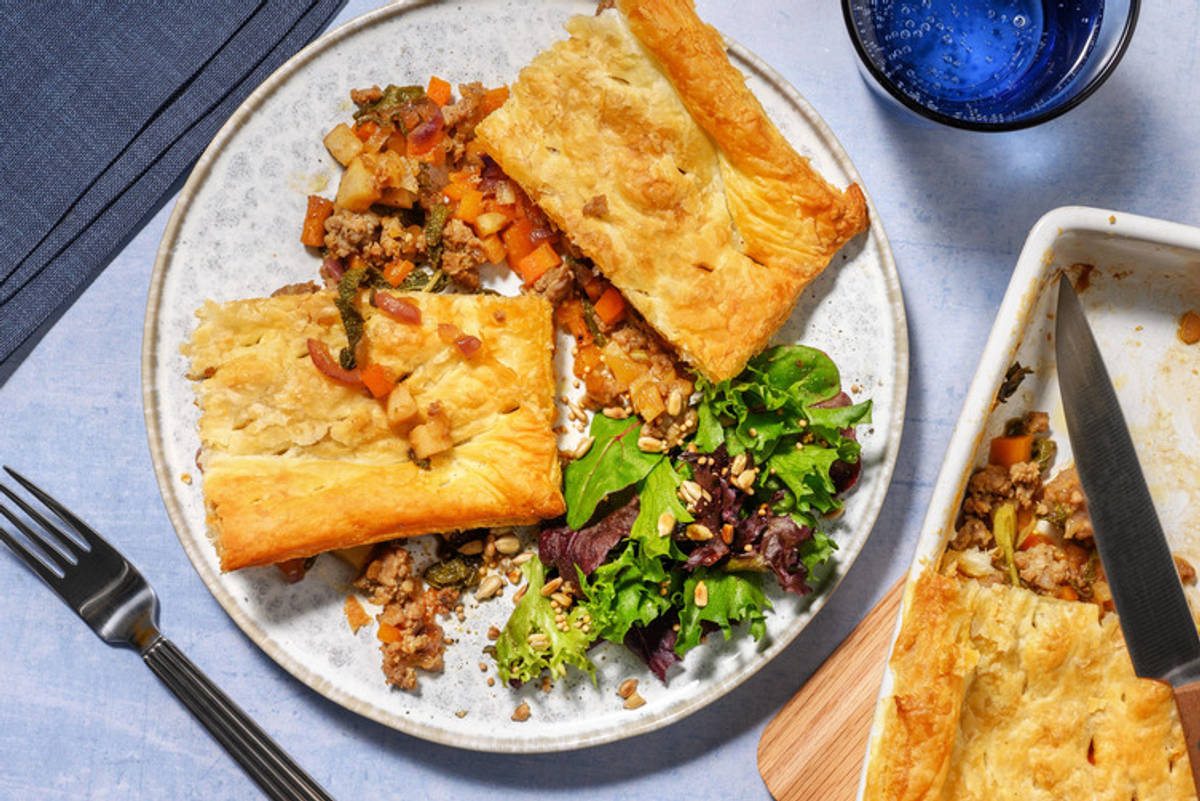 Tourte à la viande de porc, panais et carotte