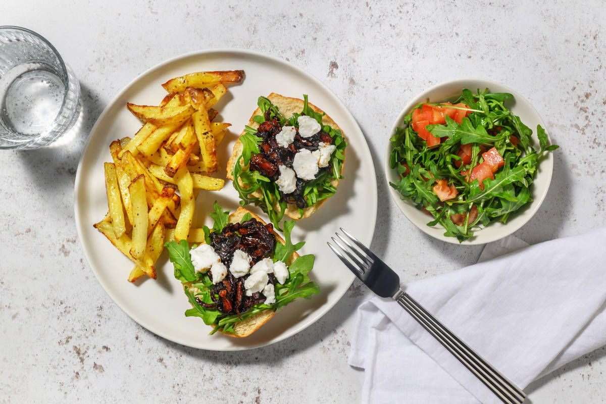 Onion, Goat's Cheese and Double Bacon 'Tartine' Ciabattas