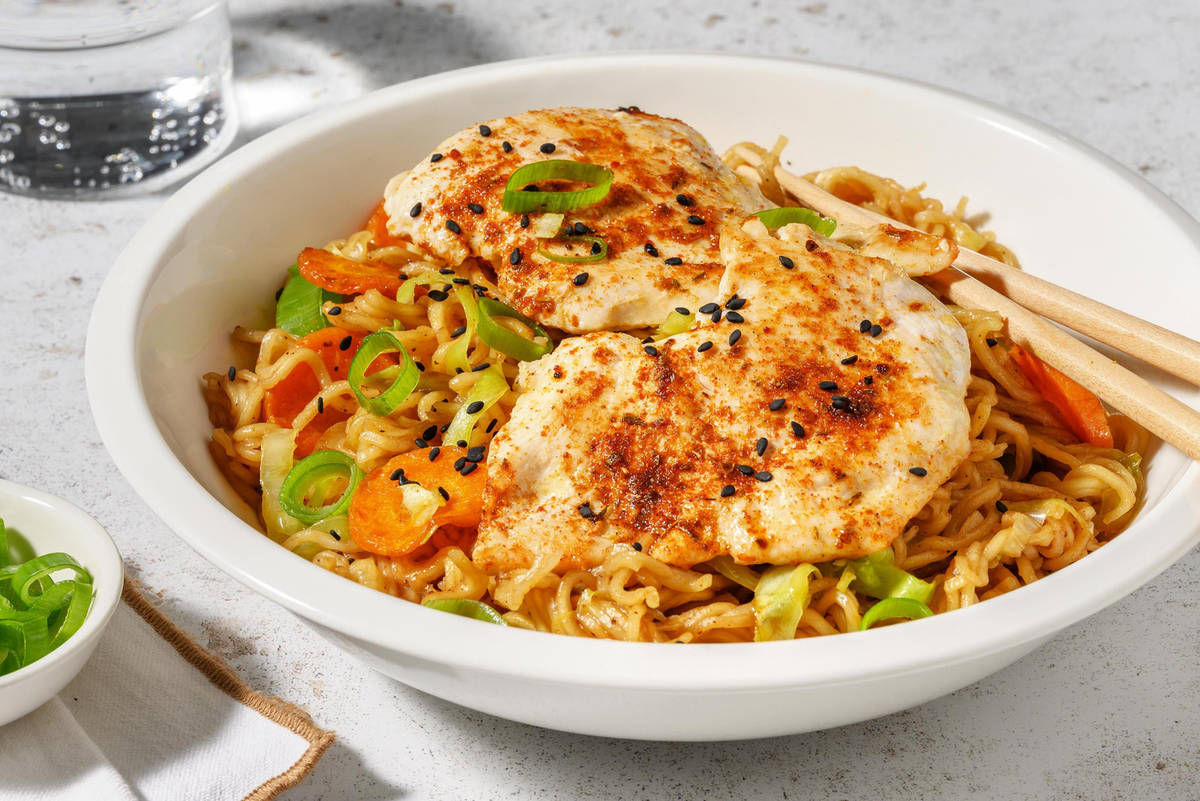 Bulgogi stir-fry met noedels en kalkoenfilet