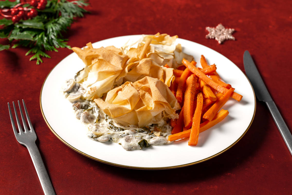 Winter Warmer Truffle Mushroom, Spinach and Filo Pie