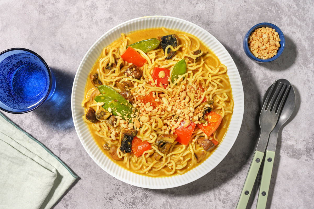 Coconut Veggie Laksa Noodle Soup 