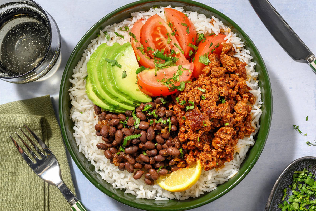 Burrito-Bowl mit Bio-Rinderhack