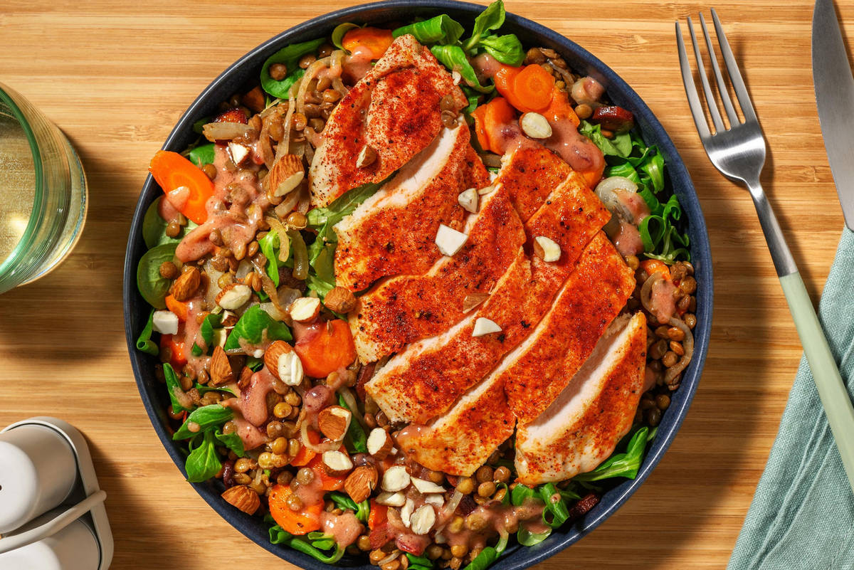 Pouletsalat mit Senf-Preiselbeer-Dressing