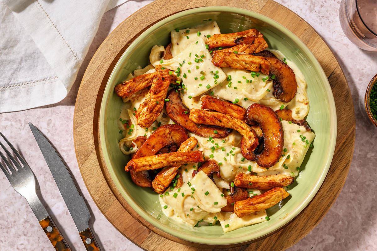 Maultaschen in Zwiebelsoße mit extra Bio-Schweinefleisch