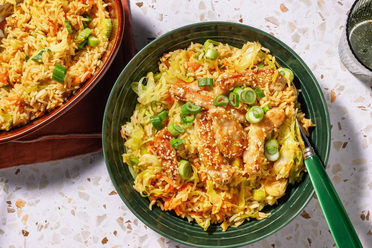 Vietnamesischer Reissalat mit Sesam-Schweinesteak