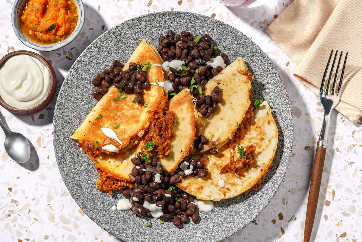 Queso-Tacos! mit veganem Pulled
