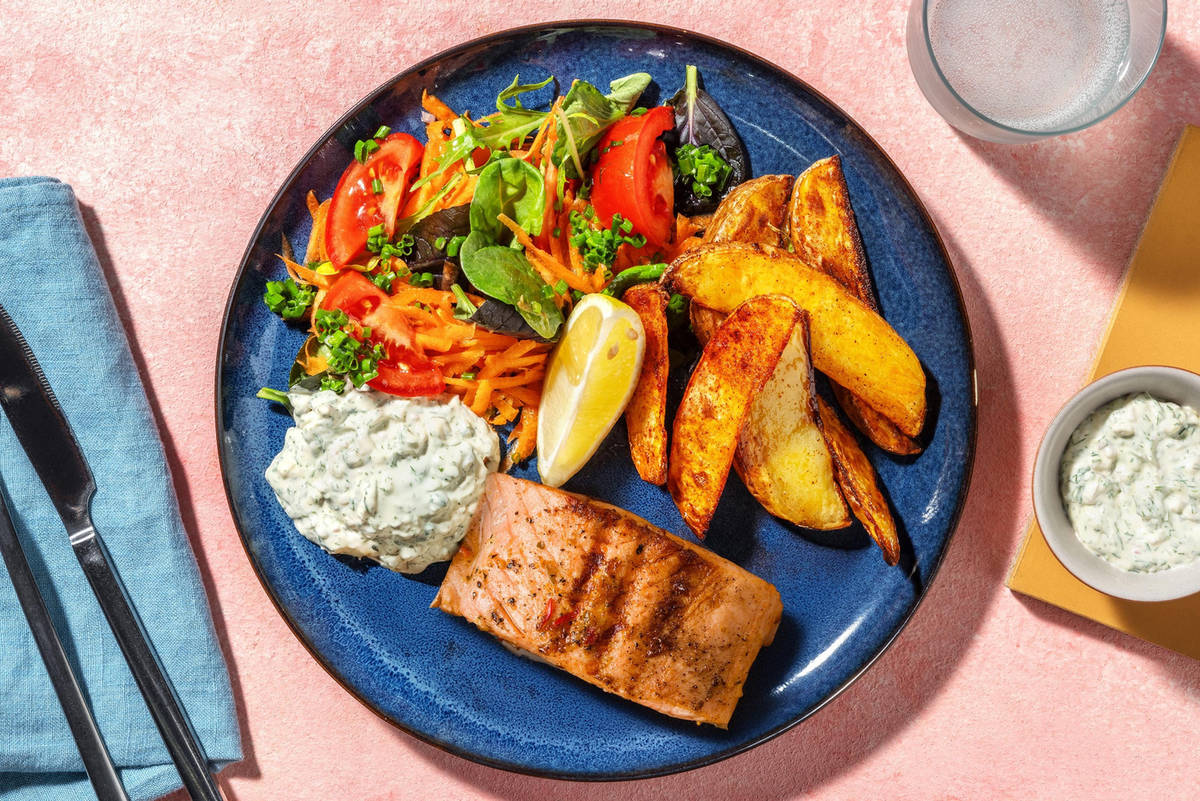 Lachsfilet & Chips mit Remoulade