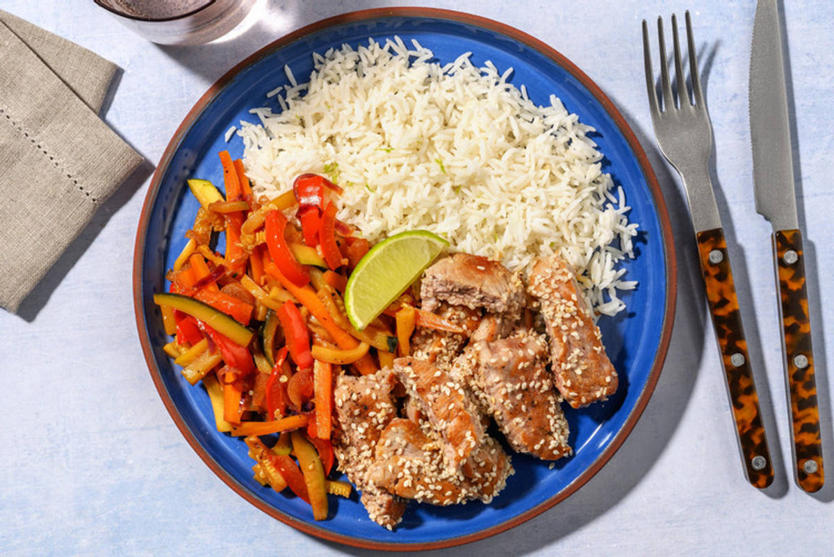 Bio-Schweinefilet auf Teriyakigemüse