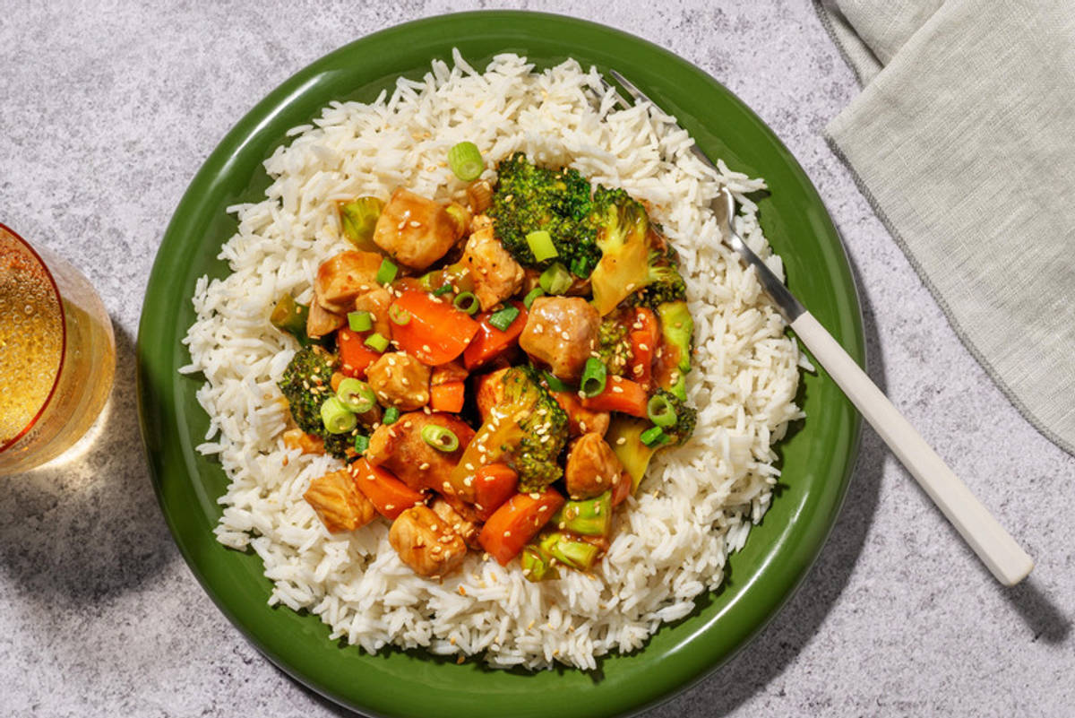 Bio-Schweinefilet in würziger Ingwer-Sesam-Soße 