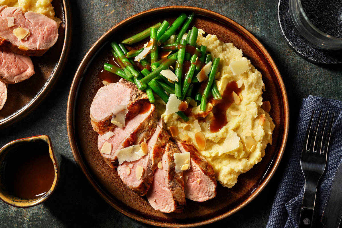 Varkenshaas met Grana Padano en knolselderpuree