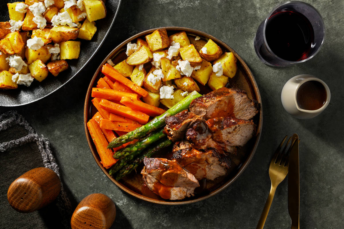 Spiced Roast Lamb and Harissa Red Wine Jus