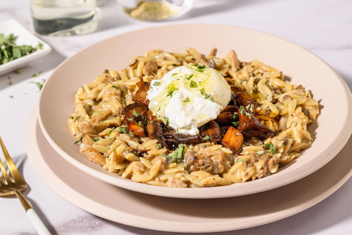 Orzotto aux pleurotes et à la burrata