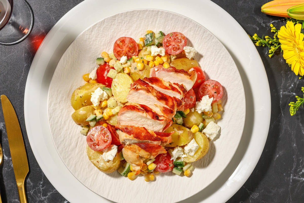 Filet de poulet à la méditerranéenne bardé de lard