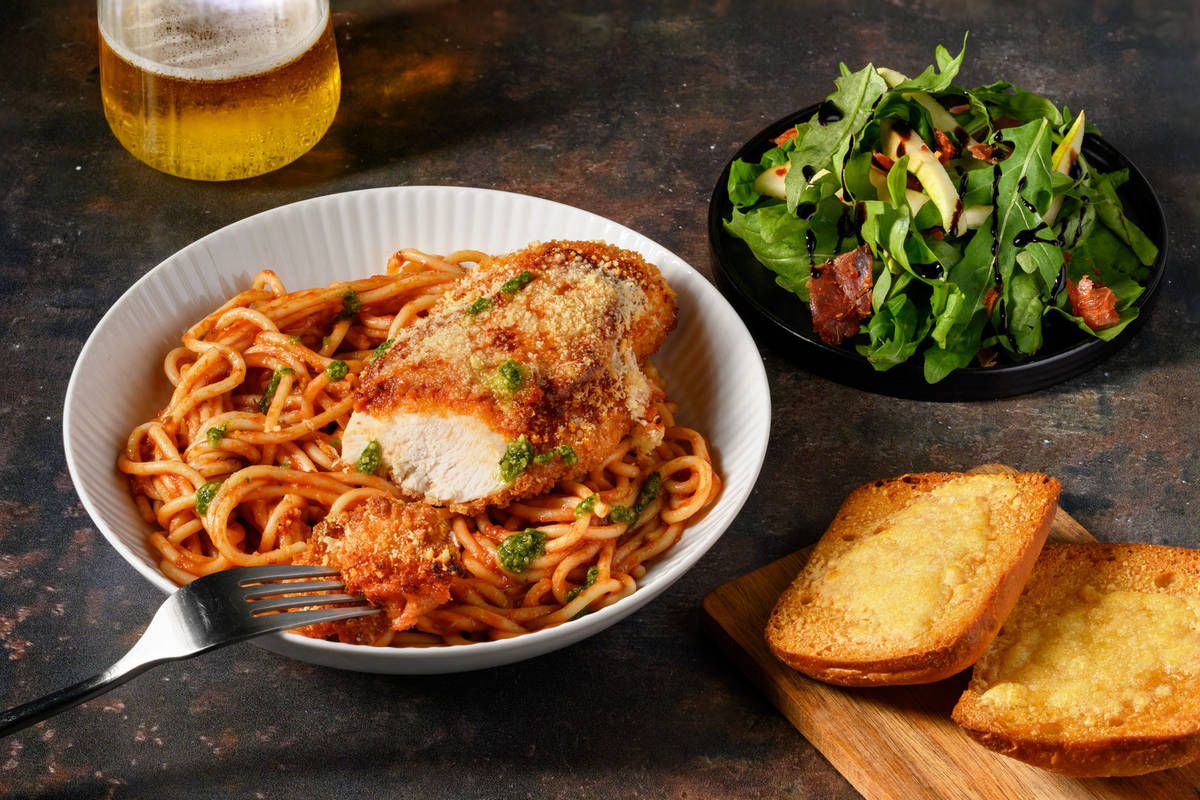 Ultimate Crispy Chicken Parmigiana and Spaghetti