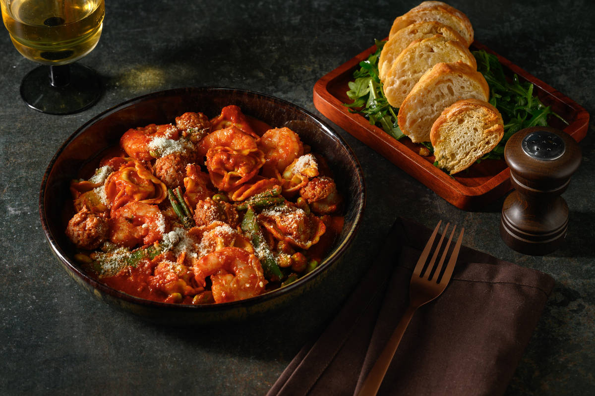 Pan-Fried 'Nduja Prawns on Spinach & Ricotta Tortelloni