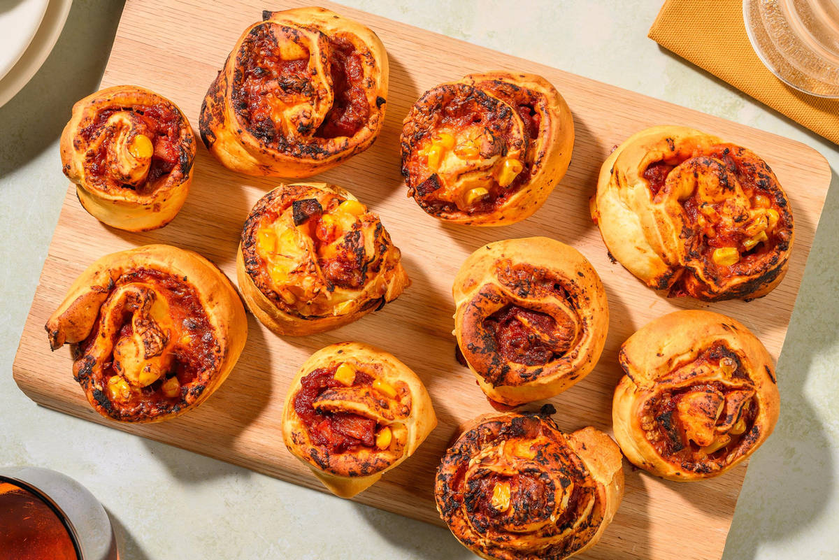 Lunchpizzabullar med chorizo till barn