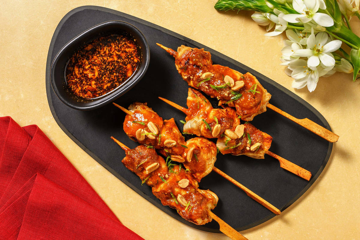 Chicken Peanut Satay Style Skewers