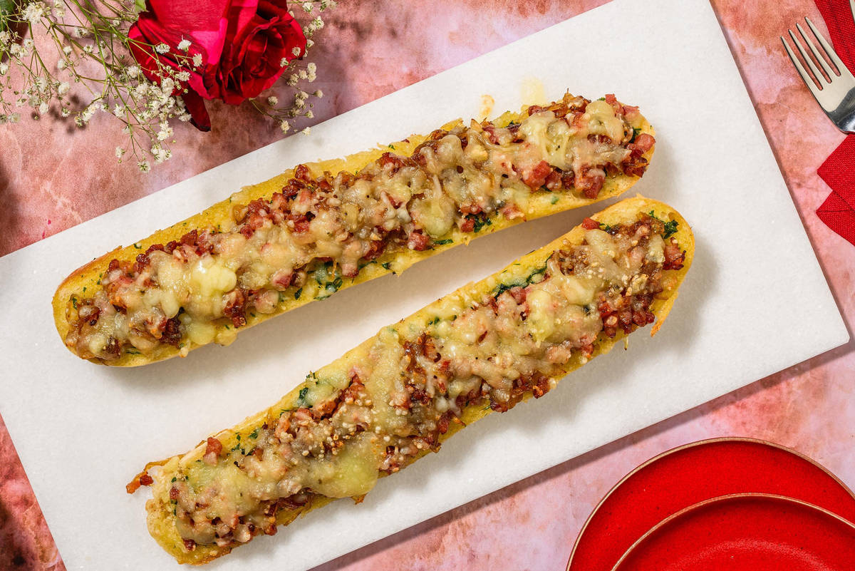 Bacon Jam and Caramelised Onion Garlic Bread