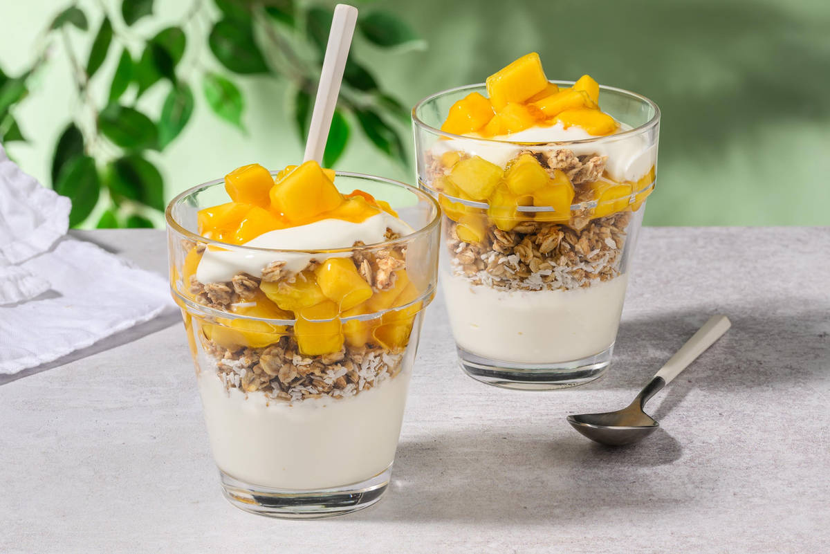 Mango, Coconut Granola and Kefir Parfait