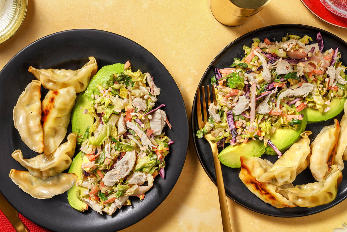 Fragrant Coriander Chicken and Gyoza Salad