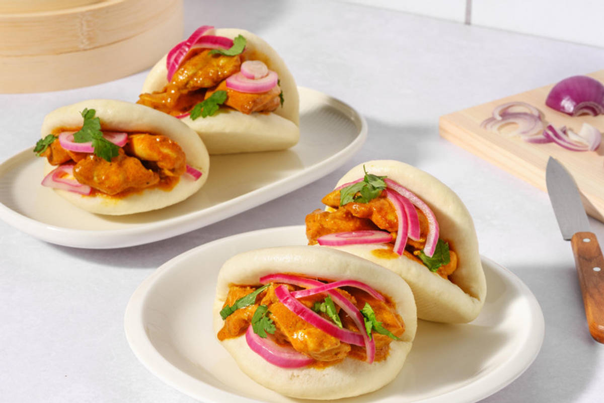 Fusion bao buns met butter chicken