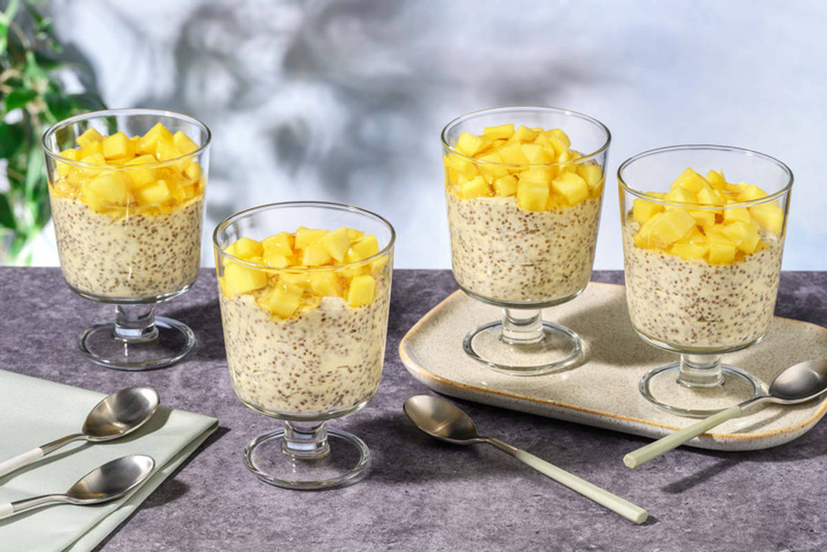 Chiapudding met citroen en mango