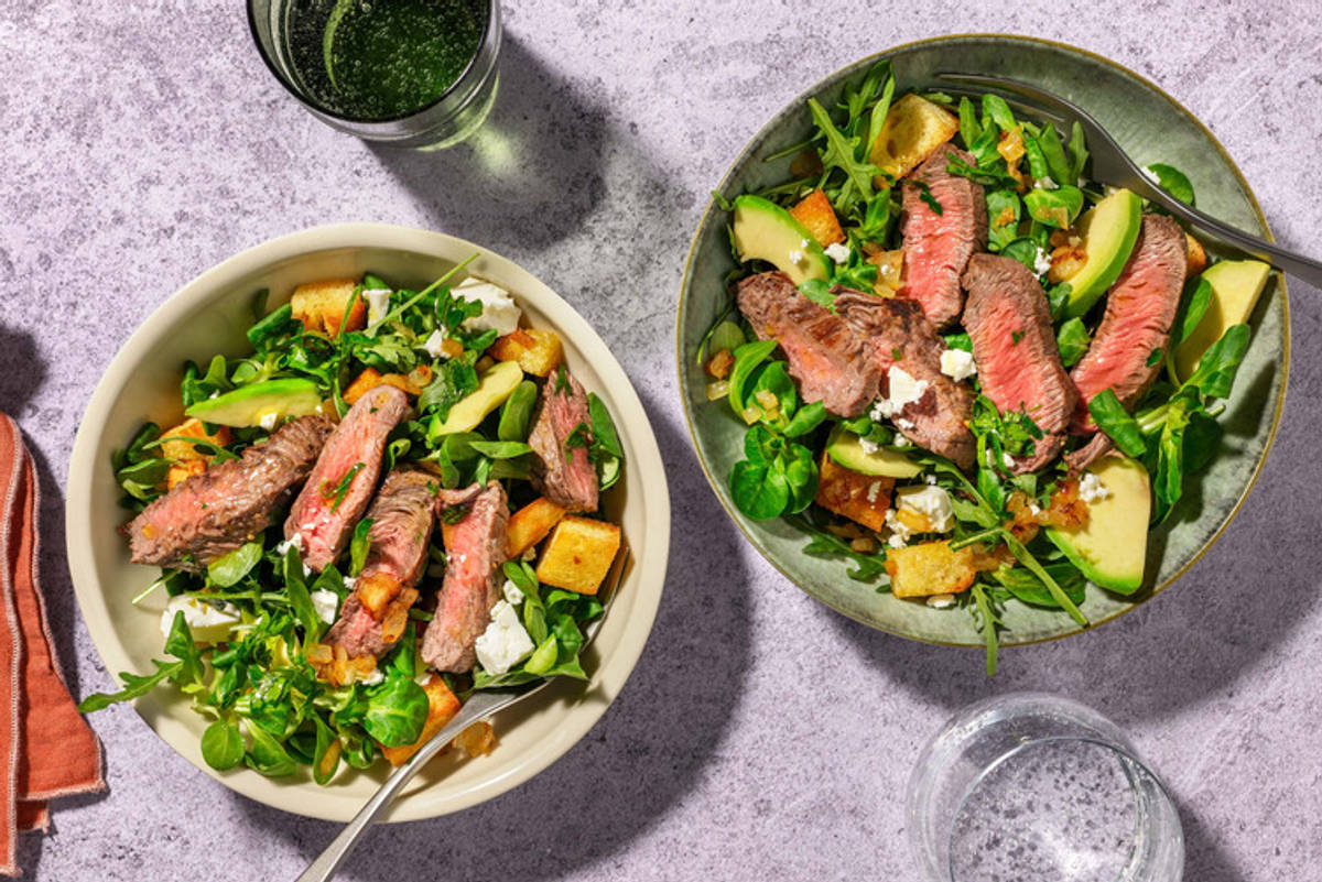 Salade met steak en avocado