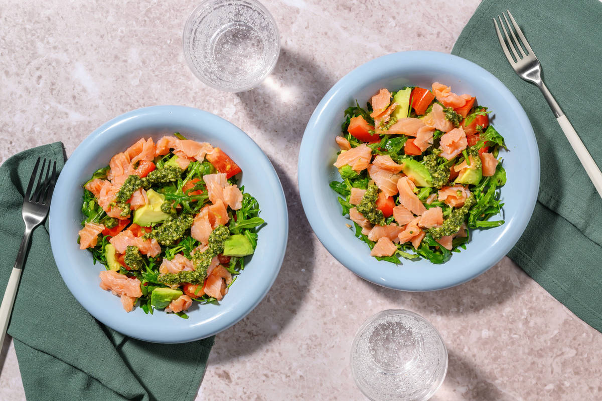 Smoked Salmon, Avo & Pesto Salad