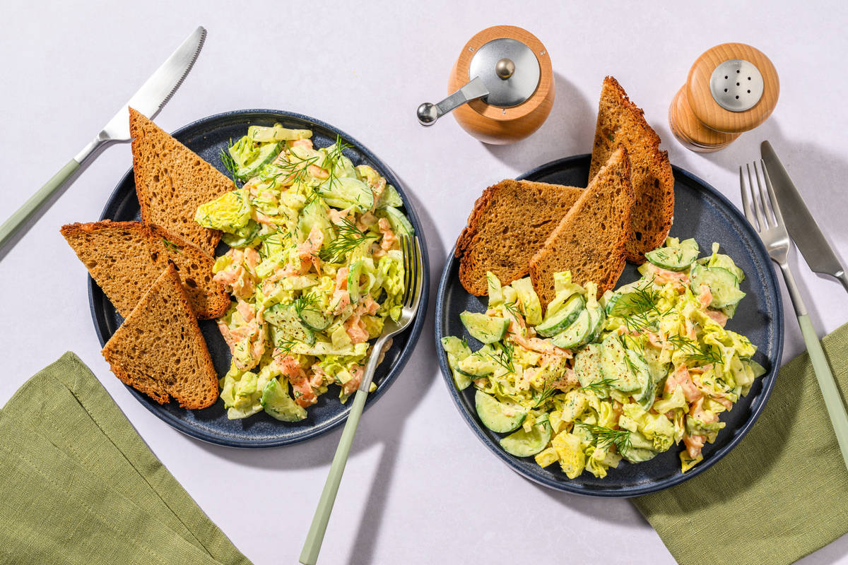 Salade de saumon fumé, aïoli & concombre