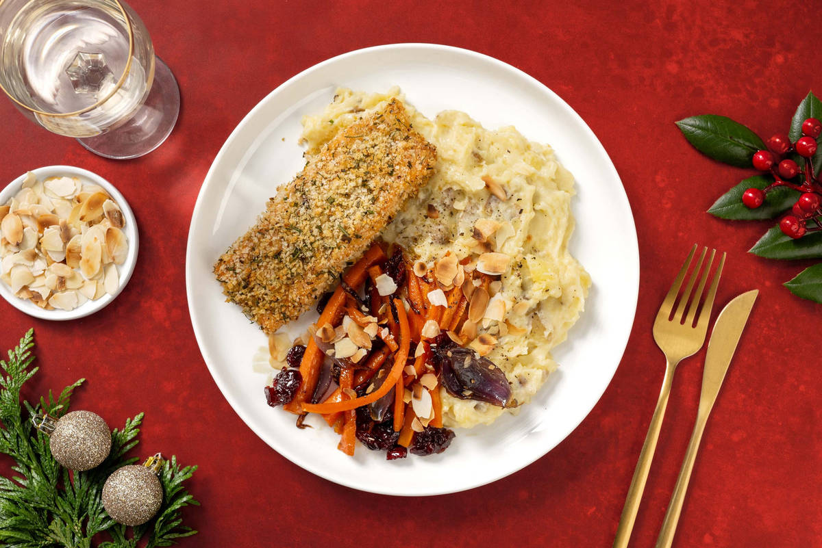 Gepaneerde zalmfilet met rozemarijnpuree