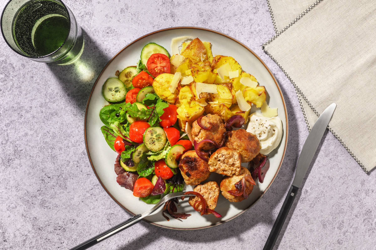 Double Spiced Pork Meatballs & Caramelised Onion