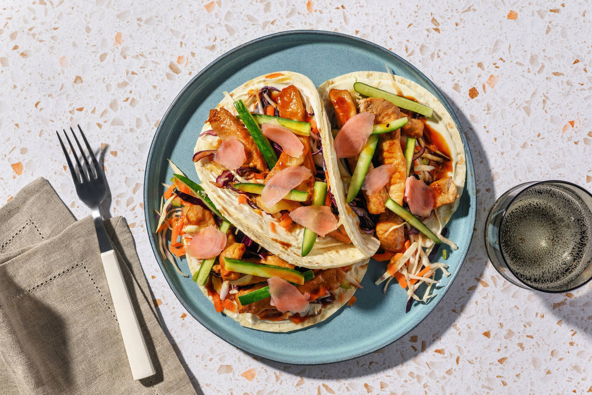 Honey-Soy Pork & Cucumber Slaw Tacos