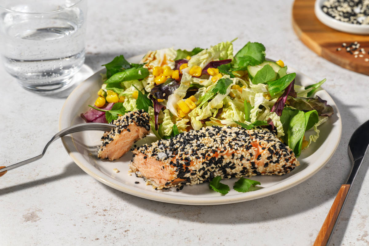 Sesame-Crusted Salmon & Wombok Salad