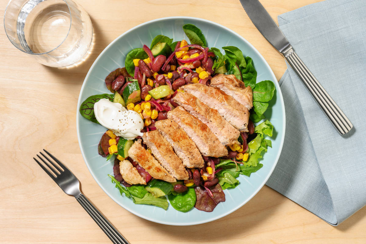 Pork & Mumbai-Spiced Rajma Bean Salad 