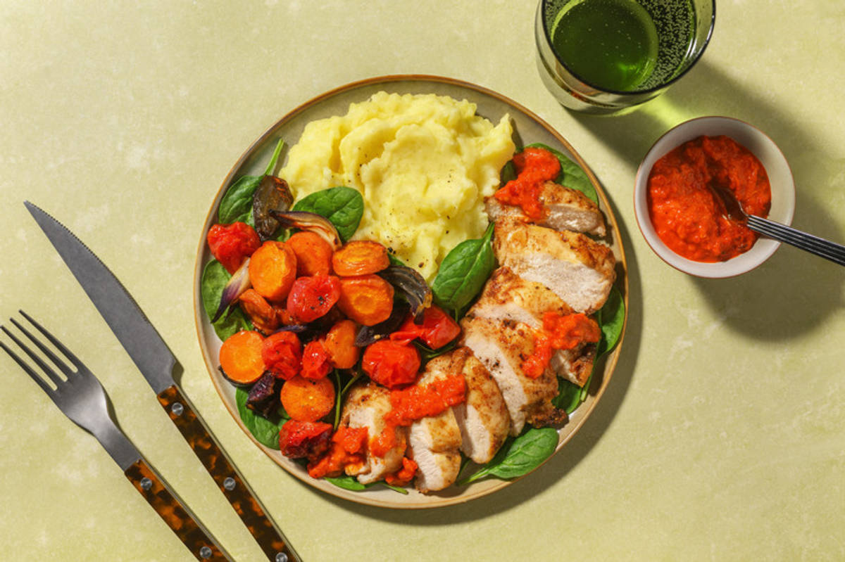 Oven-Baked Double Chicken & Rainbow Veg Toss