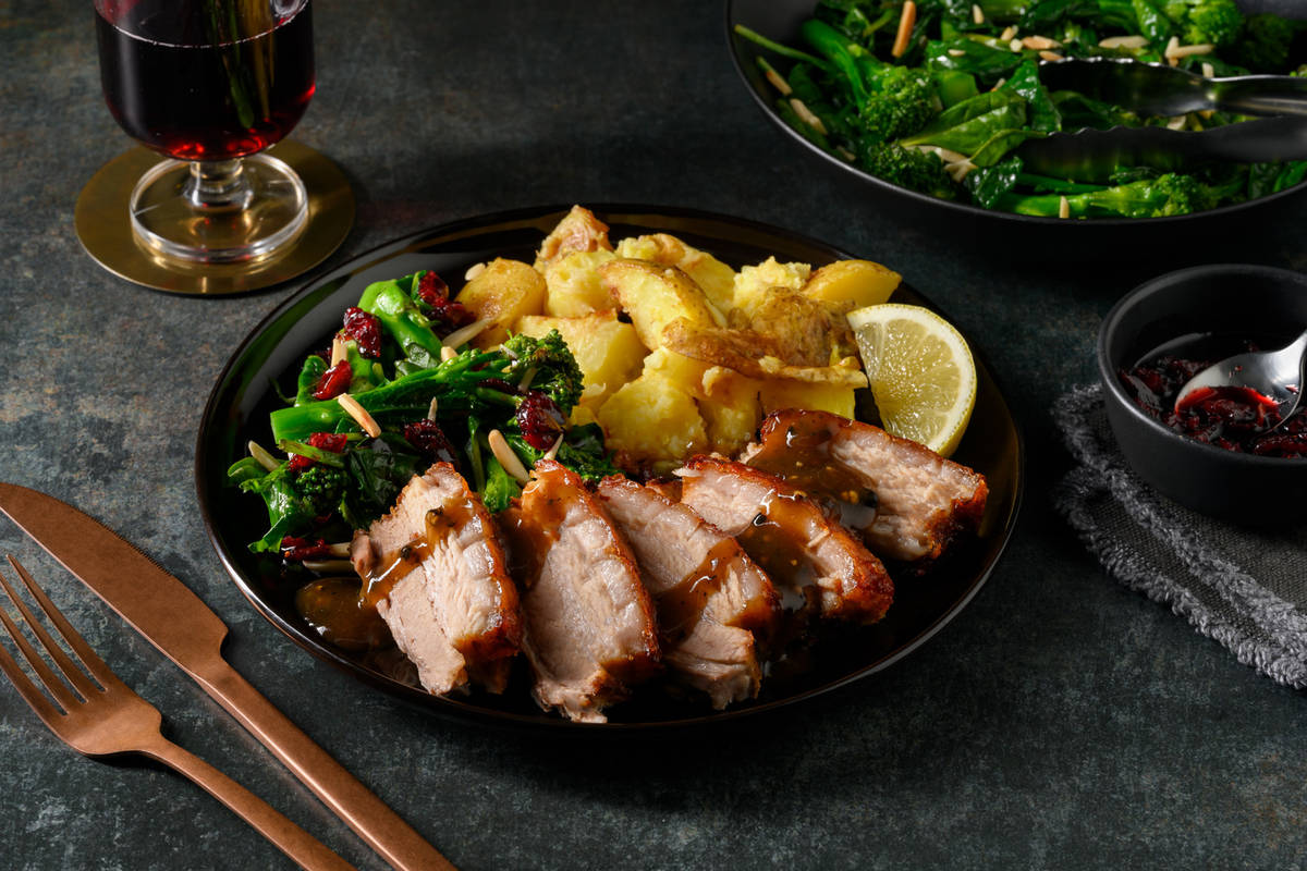 Roast Pork Belly & Cheesy Crushed Potatoes