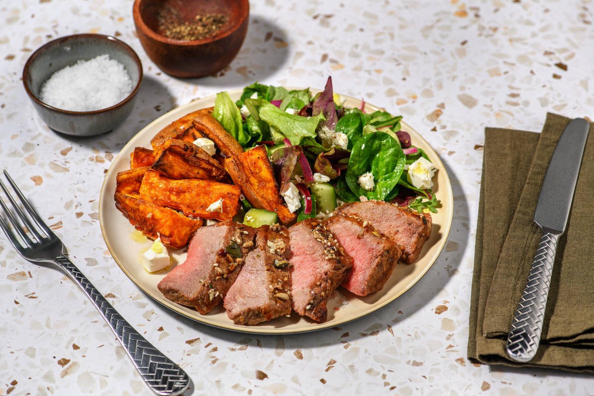 Dukkah Roasted Lamb & Sweet Potato Wedges