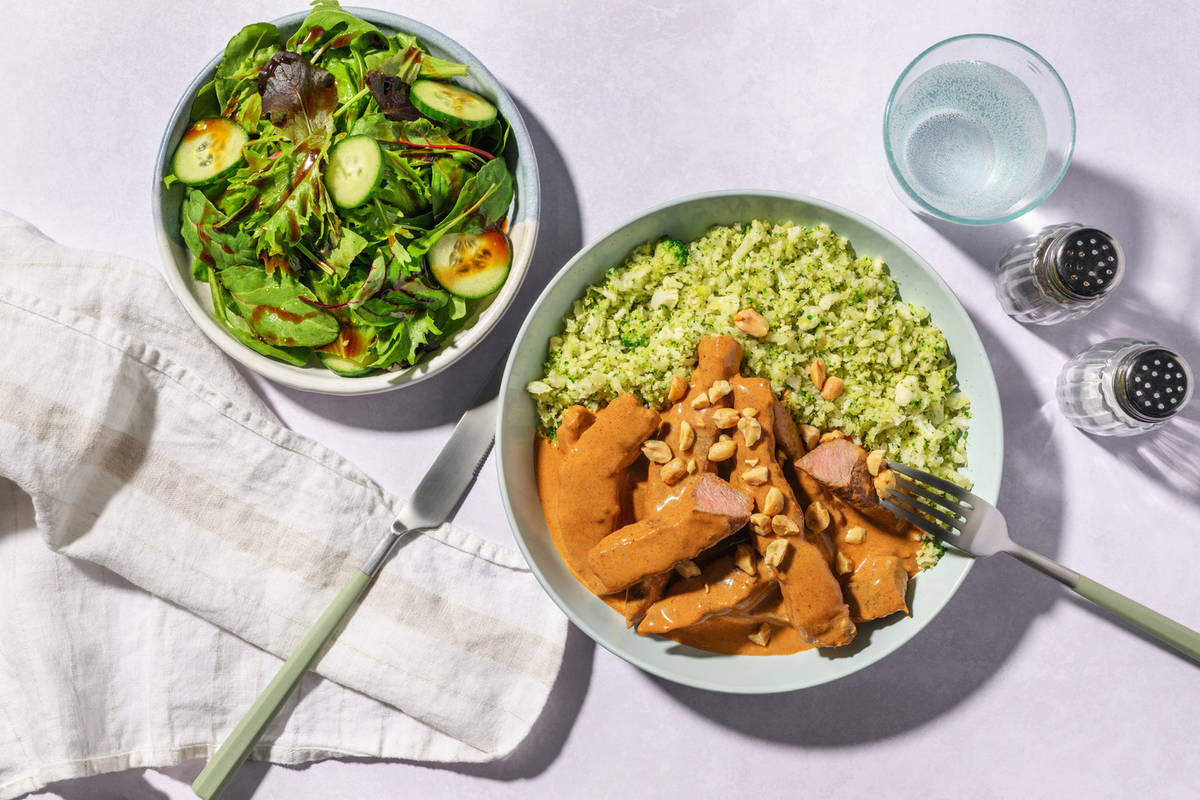 Coconut Tofu Curry & Broccoli-Cauli Rice