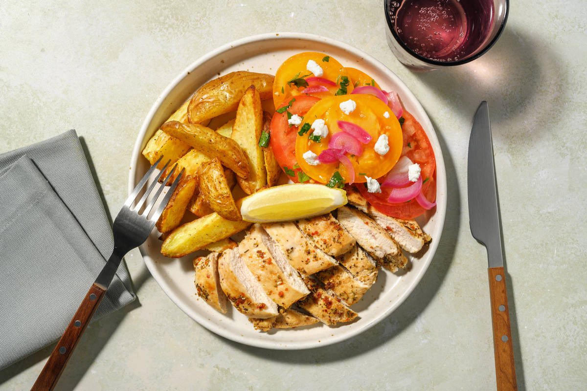 Mediterranean Chicken & Zesty Potato Wedges