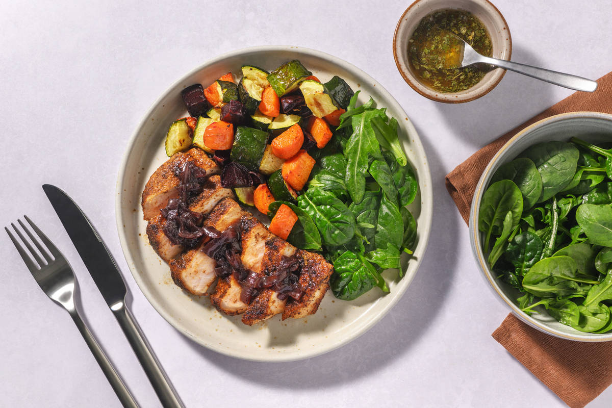 Seared Aussie Pork & Rainbow Veggies