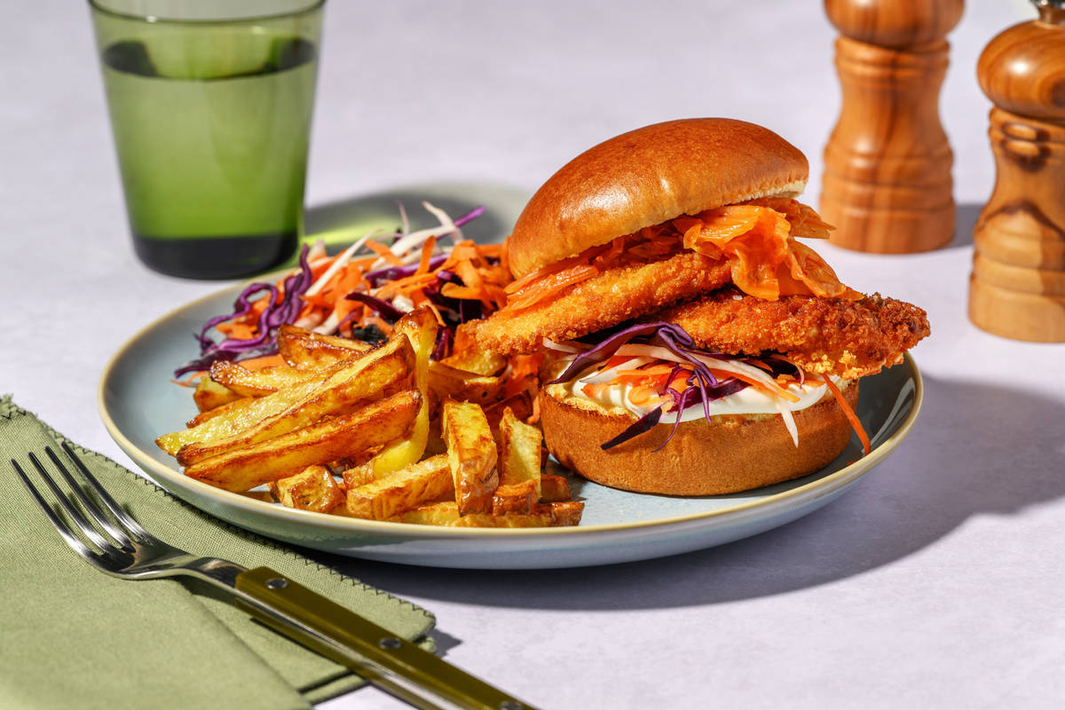 Crumbed Haloumi & Kimchi Burger