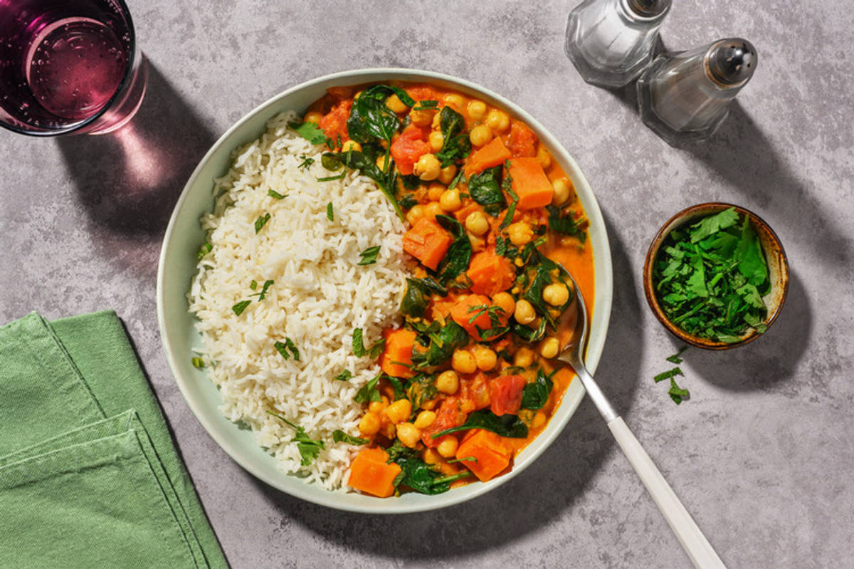 Curry indien pois chiches & épinards