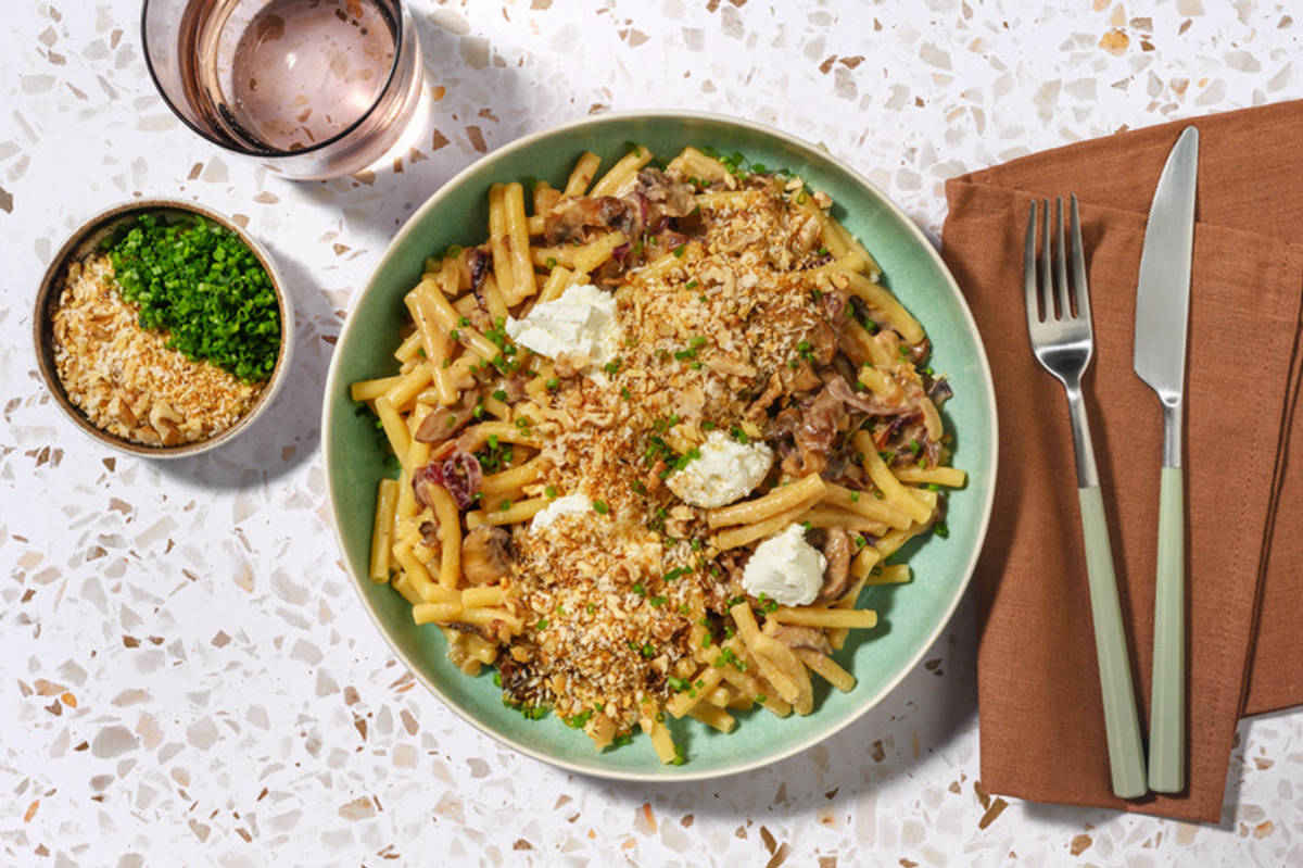 Macaroni aux oignons confits & chèvre