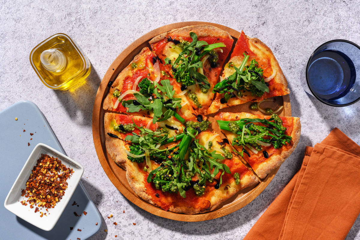 Tenderstem® Broccoli, Chorizo and Pesto Thin Crust Pizza