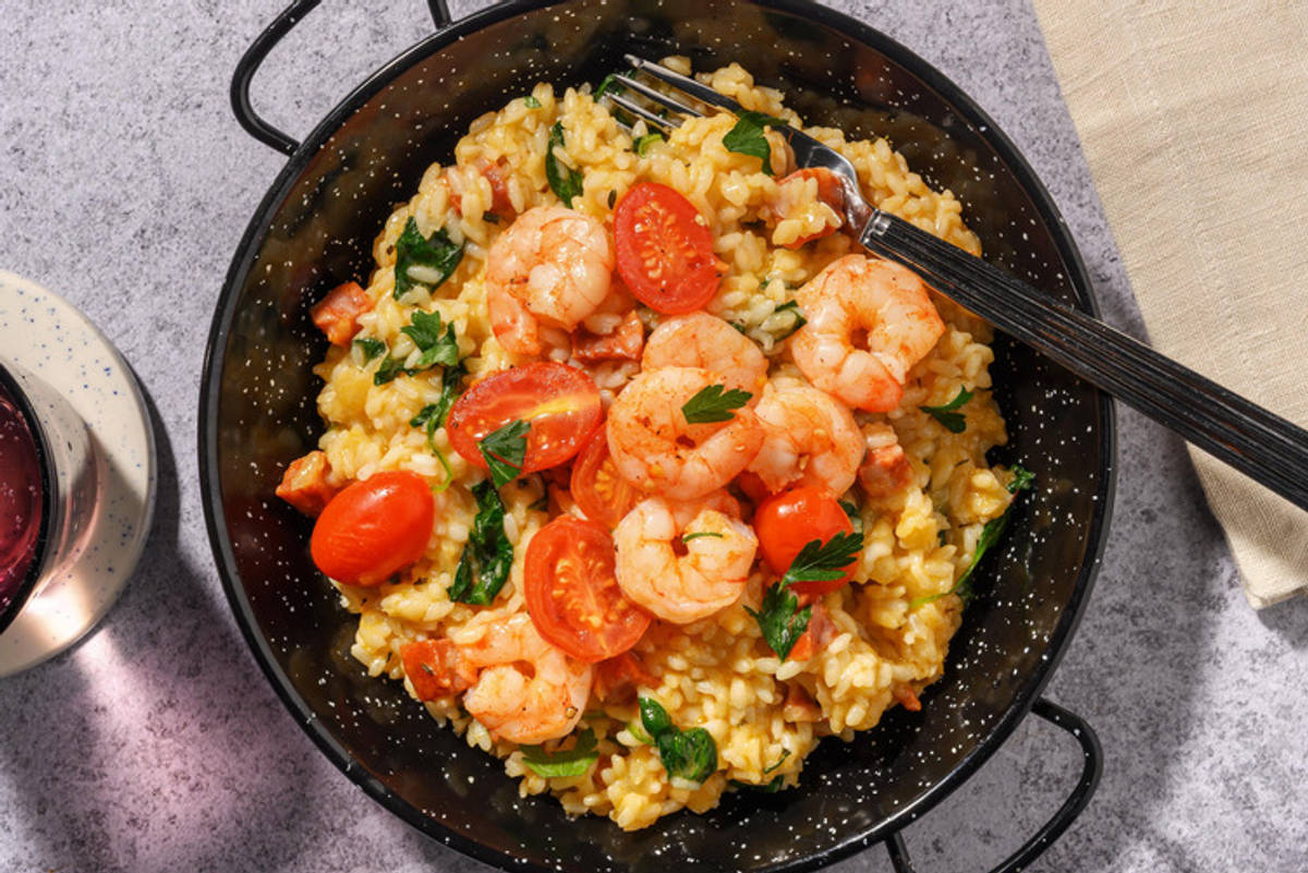 Knoblauch-Garnelen & Chorizo Risotto