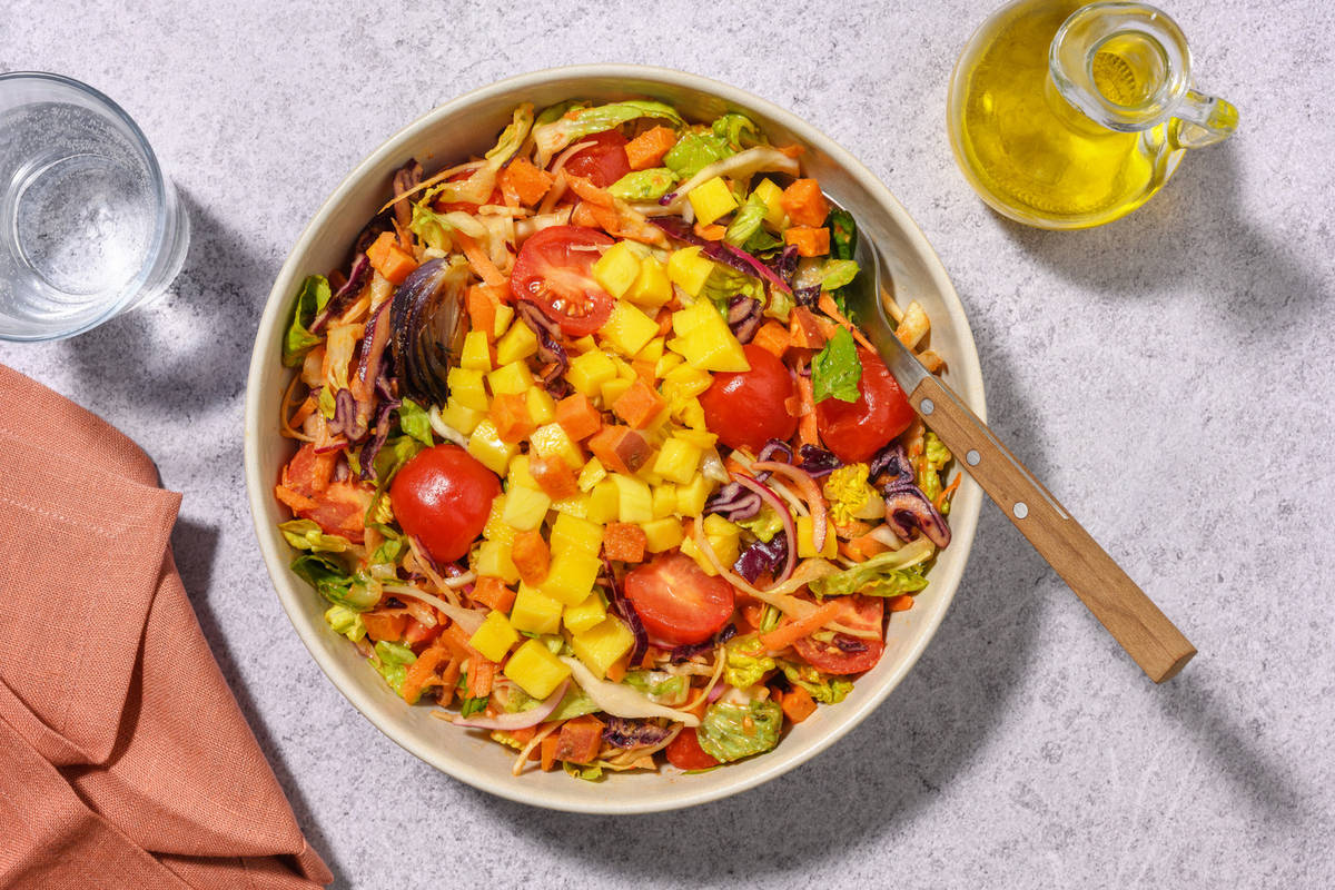 Indonesian Style Chicken & Mango Salad and Peanut Dressing