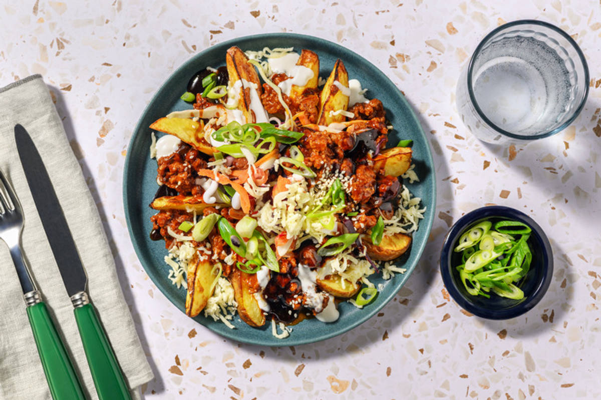 Cheesy Korean Inspired Beef Loaded Wedges