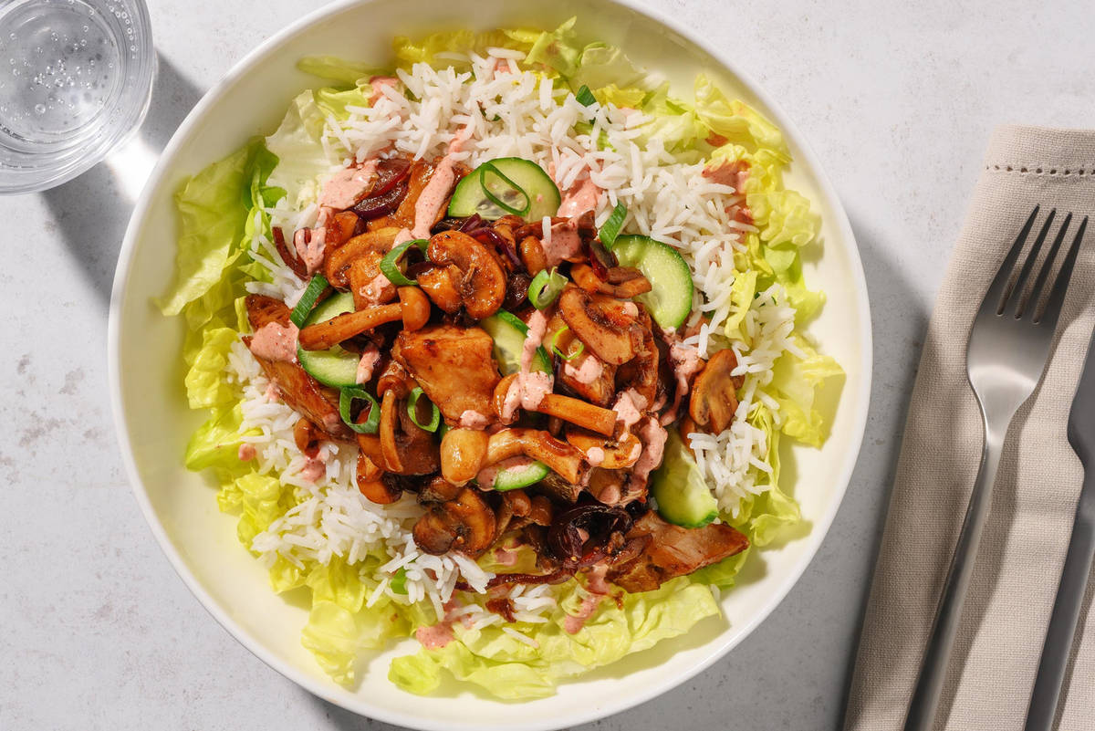 Bowl d'émincés végétaux façon poulet & mayo au curry