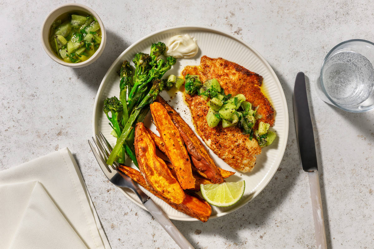 Peri Peri Spiced Salmon and Kiwi-Coriander Salsa