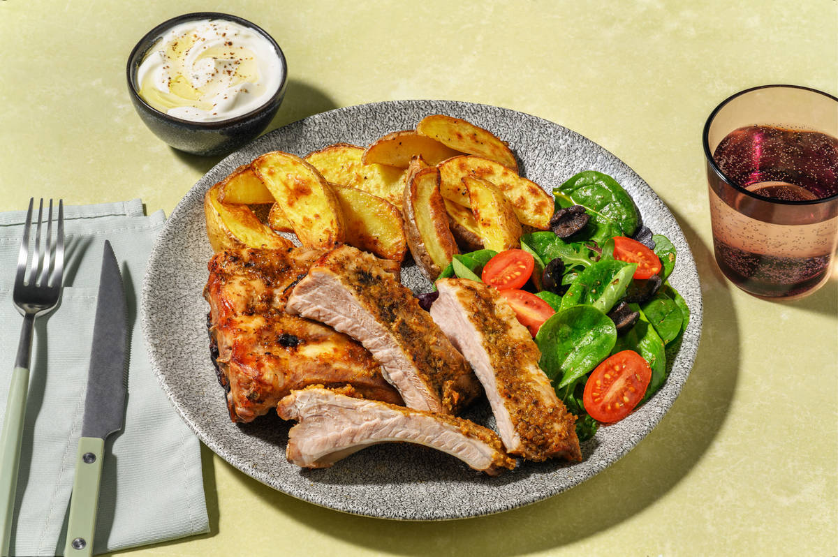 Greek Inspired Herby Roasted Rack of Ribs